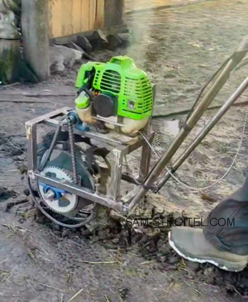 Самодельный окучник из триммера (фото и описание самоделки) Самодельный окучник из мотокосы